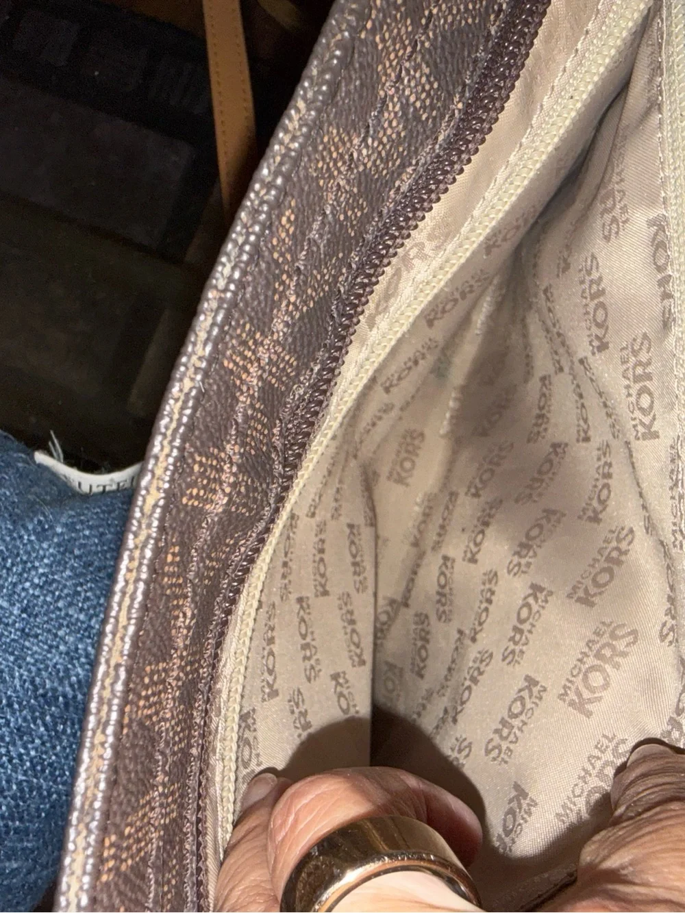 Michael Kors Brown & Tan Signature Monogram Crossbody Bag